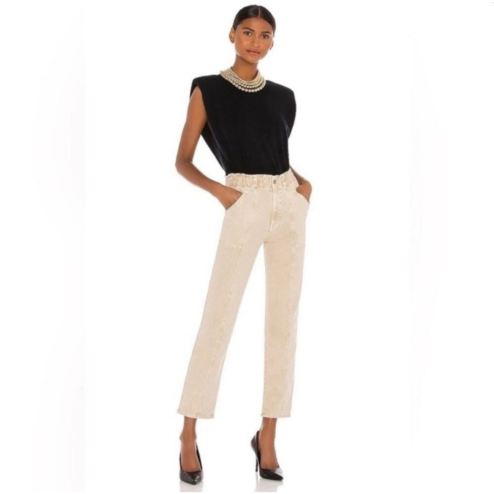 MOTHER The Springy Ankle NWOT Straight Leg Jeans Paper Bag Hi-Rise 28 Sand Beige
